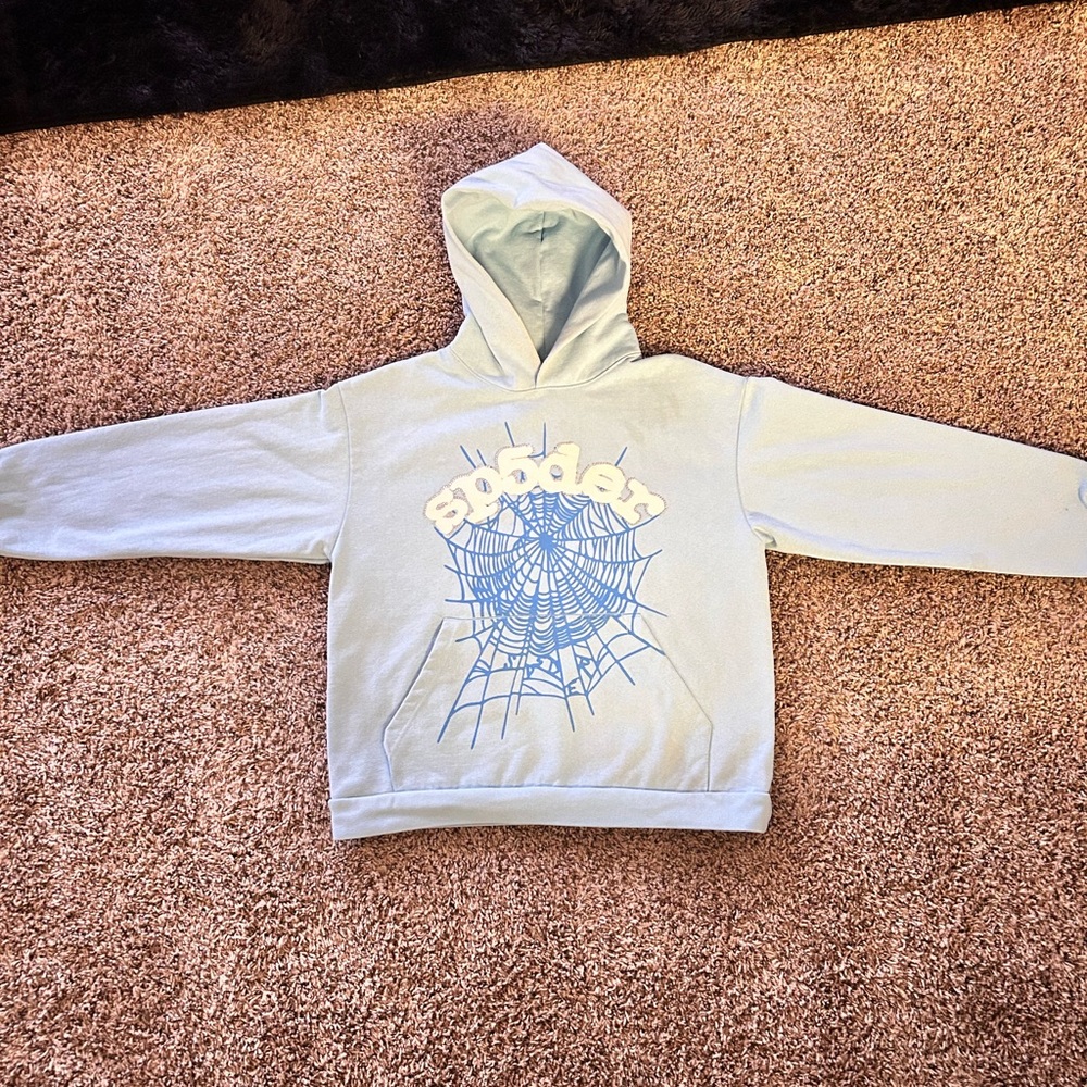 Blue Sp5der Hoodie Size L